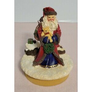 Our America Gift Candle Jar Topper Old World Santa Claus Christmas. B1